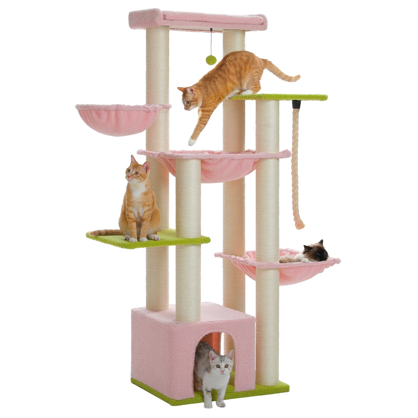 🇫🇷 Français : Grand arbre à chat pour grands chats – Tour robuste avec plusieurs niveaux, maison, hamac et 11 poteaux en sisal  🇬🇧 English : Big Cat Tree for Large Cats – Sturdy Tower with Multiple Levels, House, Hammock & 11 Sisal Posts