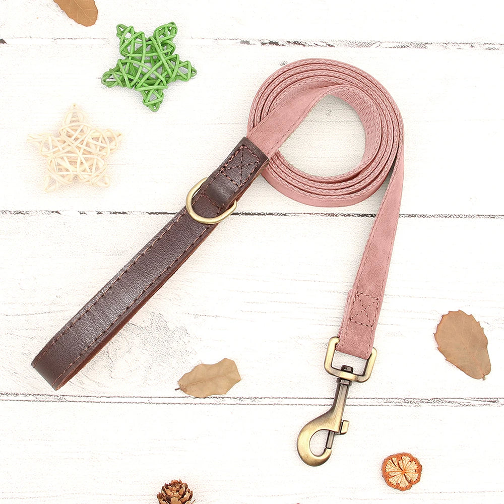 🇫🇷 Collier & laisse personnalisés en cuir PU, médaille gravée offerte. Pour petits & grands chiens (ex : carlin, labrador). 🇬🇧 PU leather custom collar & leash with free engraved tag. For small & large dogs (e.g. pug, labrador).