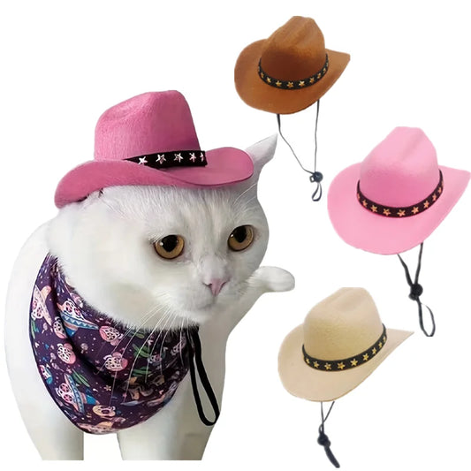 🇫🇷 Chapeau Cowboy pour chien & chat – Chapeau ajustable, accessoire déguisement & protection solaire pour petits et moyens animaux | 🇬🇧 Pet Cowboy Hat for Dogs & Cats – Adjustable Costume & Sun Hat for Small Medium Pets