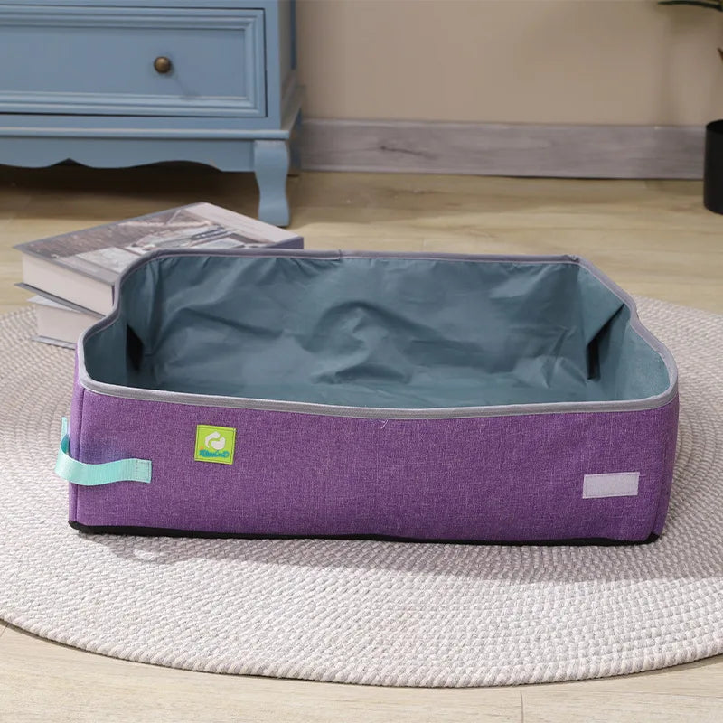 🇫🇷 Bac à Litière Semi-Fermé pour Chat – Pliable, Portable, Étanche en Tissu Oxford | 🇬🇧 Semi Enclosed Cat Litter Box – Foldable, Portable, Waterproof Oxford Cloth Cat Toilet
