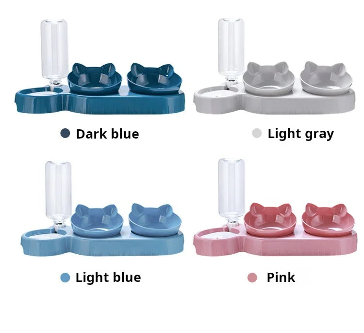 🇫🇷 Gamelles 3-en-1 pour animaux – Bols inclinés avec distributeur d’eau à gravité  🇬🇧 3-in-1 Pet Bowls – Tilted bowls with gravity water feeder