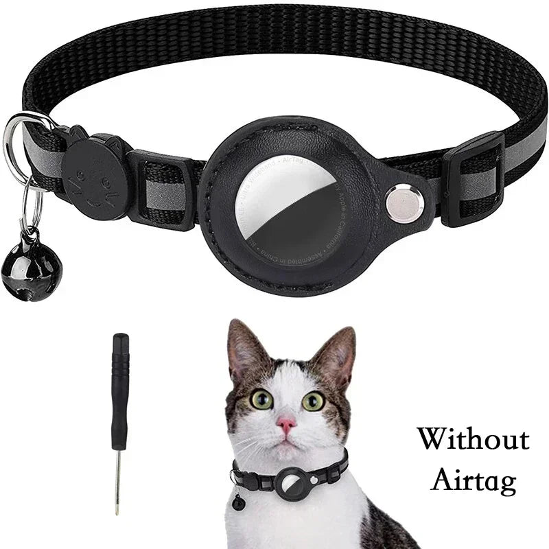 🇫🇷 Collier anti-perte pour chat – Compatible AirTag avec clochette et bande réfléchissante  🇬🇧 Anti-Lost Cat Collar – AirTag compatible with bell and reflective strap