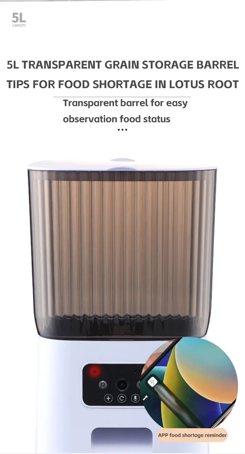 🇫🇷 Distributeur automatique 5L avec caméra – Double gamelle, enregistreur vocal, vidéo, pour croquettes chat/chien, contrôle intelligent 🇬🇧 5L Smart Auto Cat Feeder with Camera – Dual Bowls, Video & Voice Recorder, Dry Food Dispenser for Cats & Dogs