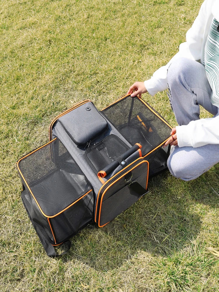 🇫🇷 Sac de transport extensible pour chats et petits chiens – Grande capacité, pliable, respirant, parfait en voiture ou à l’extérieur 🇬🇧 Foldable Expandable Pet Carrier – Large Capacity Cat & Dog Travel Bag, Breathable & Portable for Outdoor/Car Use