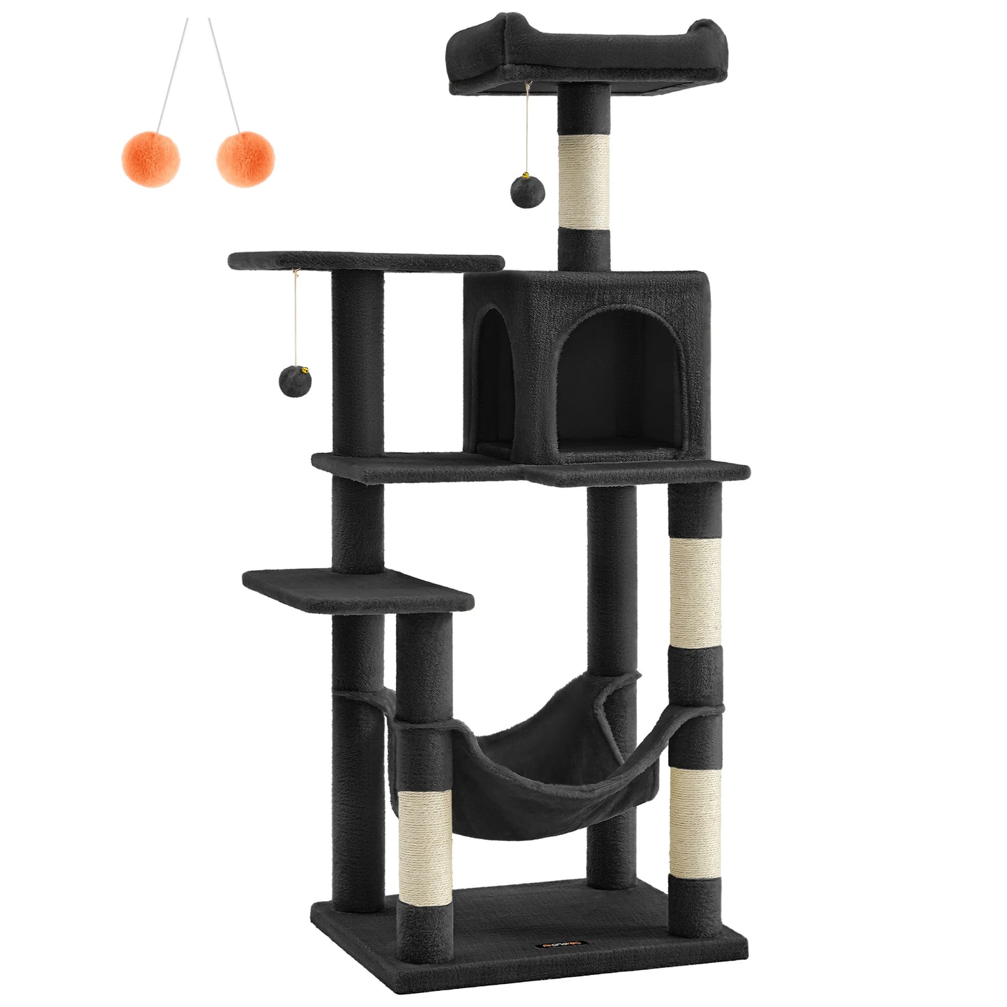 🇫🇷 Arbre à chat Feandrea 143 cm – Tour d’intérieur multi-niveaux avec 4 poteaux à griffer, 2 plateformes et niche en peluche 🇬🇧 Feandrea Cat Tree 143 cm – Multi-Level Indoor Cat Tower with 4 Scratching Posts, 2 Perches & Plush Condo Cave