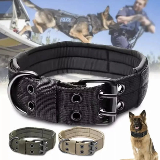 🇫🇷 Collier pour chien réglable – Nylon tactique réfléchissant, solide et idéal pour l’entraînement des grands chiens  🇬🇧 Adjustable Dog Collar – Reflective tactical nylon, strong and ideal for training large dogs