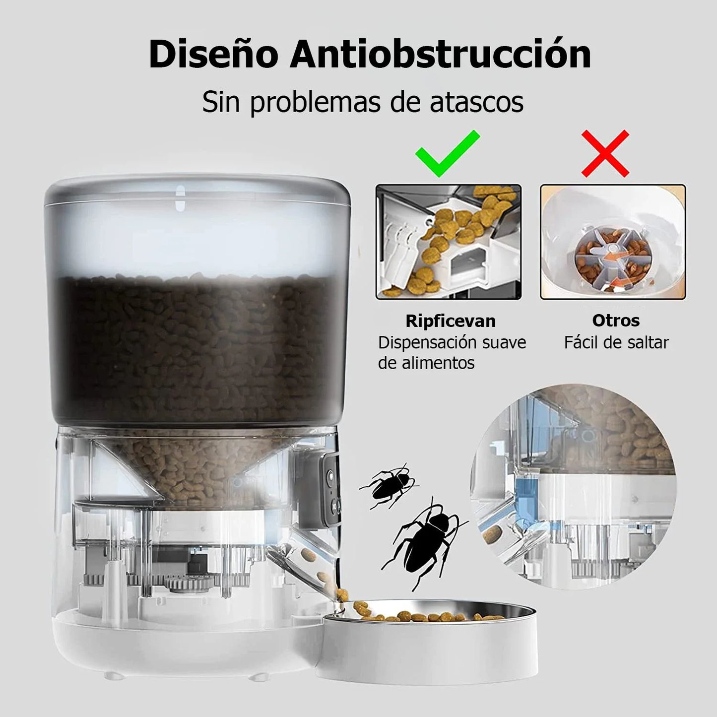 🇫🇷 Distributeur automatique pour animaux 4L – Nourrisseur intelligent avec minuterie, anti-bourrage pour chats et chiens  🇬🇧 4L Automatic Pet Feeder – Smart food dispenser with timer, bug & jam resistant for cats and dogs