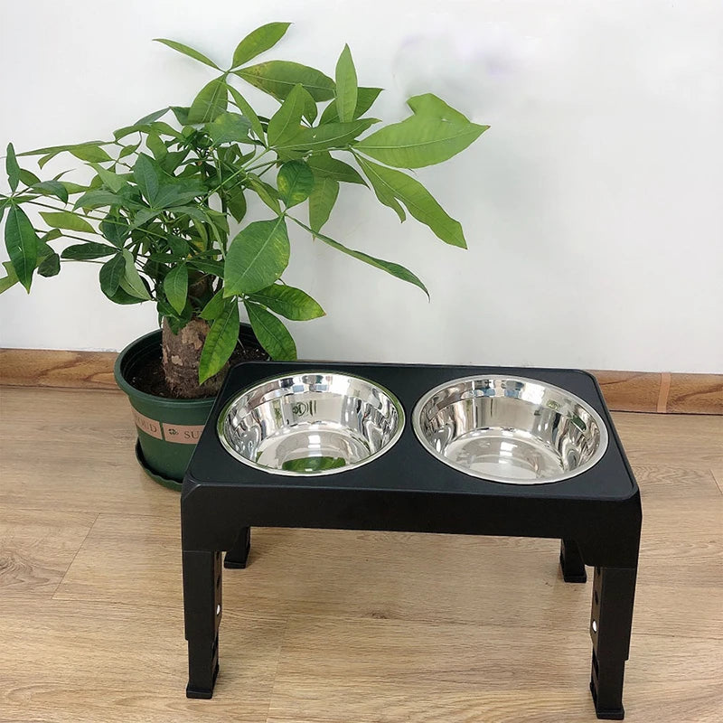 🇫🇷 Français : BOOTEELY Gamelle surélevée ajustable – Support avec 2 bols inox pour chiens  🇬🇧 English : BOOTEELY Elevated Dog Feeder – Adjustable Stand with 2 Stainless Steel Bowls
