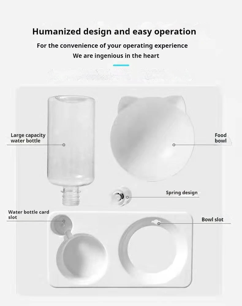 🇫🇷 Gamelles doubles pour chien & chat – Bols inclinés 15° surélevés avec bouteille d’eau automatique | 🇬🇧 Double Dog & Cat Bowls – 15° Tilted Raised Food & Water Bowls with Automatic Water Bottle Pet Feeder