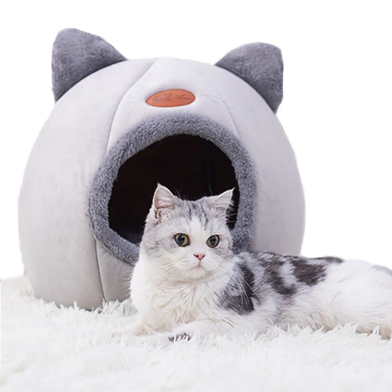 🇫🇷 Nid douillet pour chats & petits chiens – Tente cocon chaude pour l’hiver, panier moelleux pour un sommeil profond | 🇬🇧 Winter Deep Sleep Pet Cave – Cozy Tent Bed for Cats & Small Dogs, Soft Indoor Basket Nest