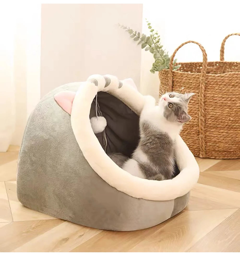 🇫🇷 Lit pour chat sommeil profond – Design cartoon, pliable, amovible et lavable, en forme de sac ou grotte pour petit chien ou chat 🇬🇧 Deep Sleep Cat Bed – Cartoon Style, Foldable, Removable & Washable Cave Bag Mat for Small Dogs or Cats