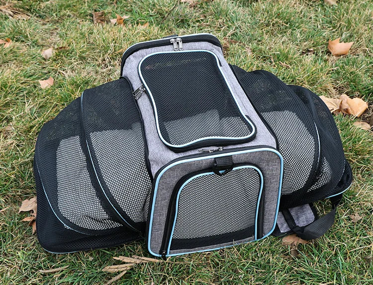 🇫🇷 Sac de transport pliable pour chats et petits chiens – Extensible, respirant, léger, avec filets aérés pour sorties et voyages 🇬🇧 Foldable Pet Carrier for Cats & Small Dogs – Expandable, Breathable Mesh Travel Bag for Outdoor &