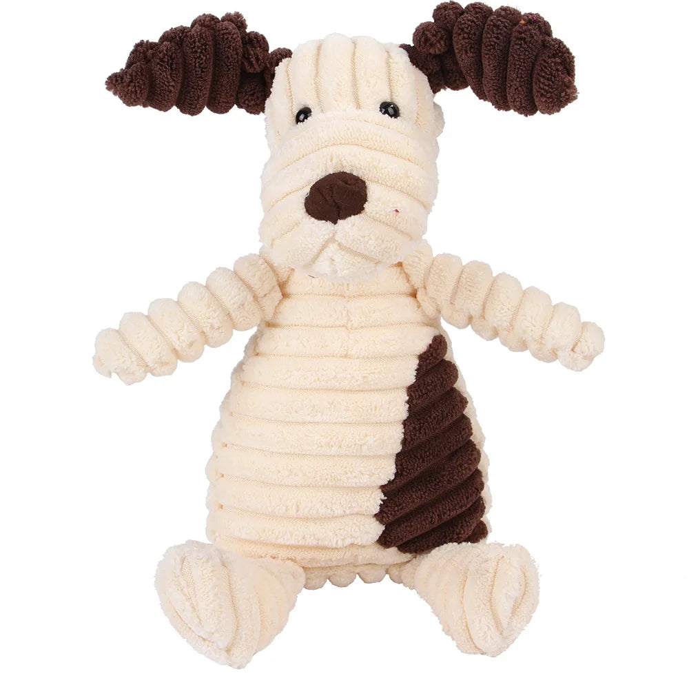 🇫🇷 Jouet en peluche avec couineur pour chien – Singe ou cochon en velours côtelé, nettoie les dents, résistant pour grands chiens. 🇬🇧 Corduroy monkey/pig plush dog toy with squeaker – Tooth cleaning, durable for large dogs.