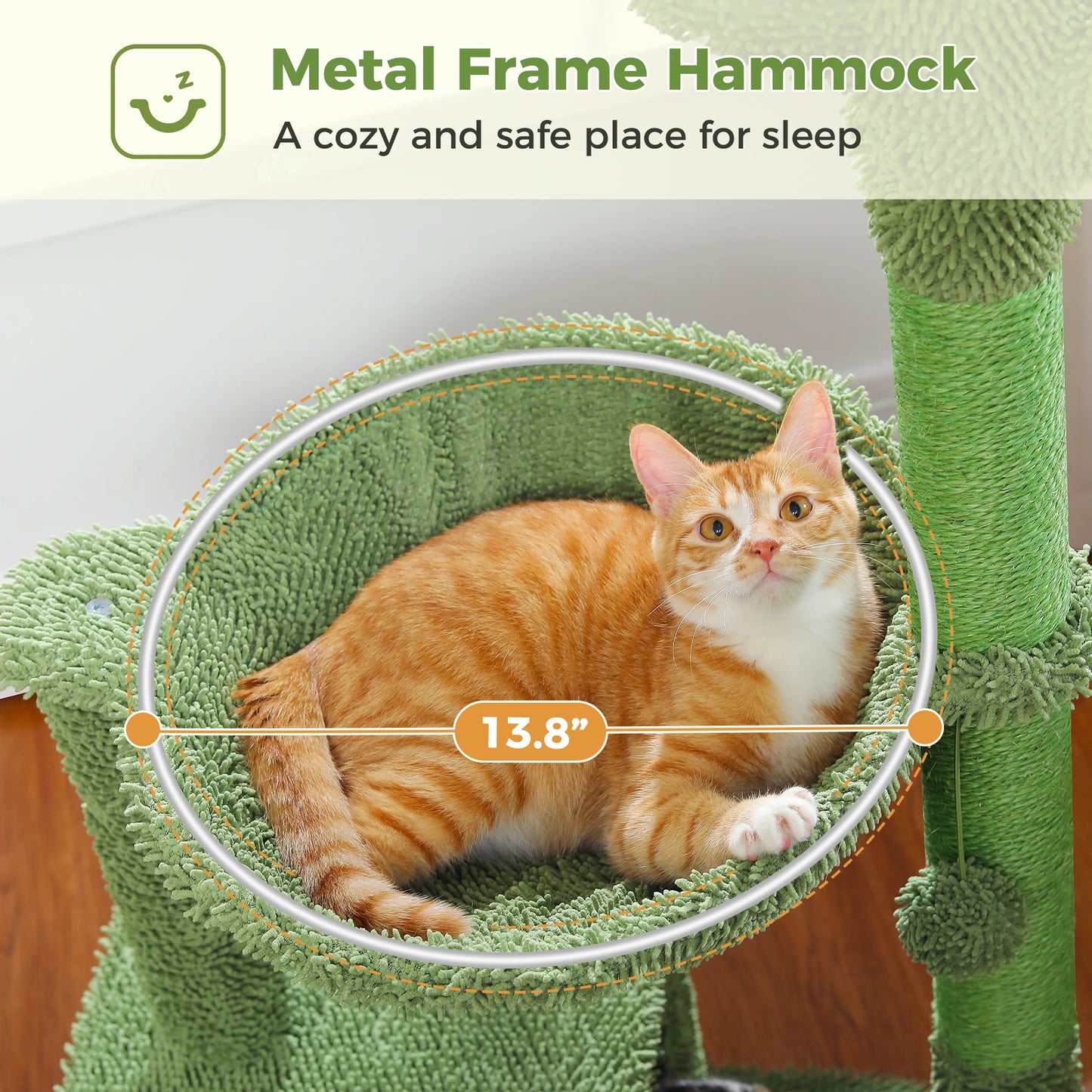 🇫🇷 Arbre à chat cactus – Avec grande niche, hamac, balle suspendue et poteaux à griffer, idéal pour chats d’intérieur  🇬🇧 Cactus Cat Tree – Large condo, hammock, dangling ball & scratching posts for indoor cats