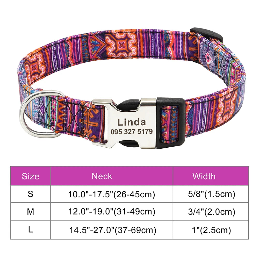 🇫🇷 Collier réglable en nylon pour chien – Personnalisé avec gravure sur la boucle, anti-perte, pour petits, moyens et grands chiens  🇬🇧 Adjustable Nylon Dog Collar – Personalized with engraved buckle, anti-lost, for small, medium & large dogs