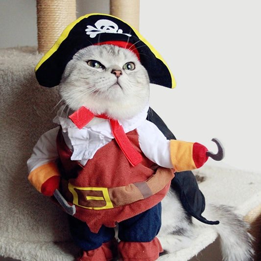 🇫🇷 Costume Pirate Drôle pour Chat & Petit Chien – Déguisement Halloween, Cosplay & Soirée | 🇬🇧 Halloween Funny Pirate Costume for Cats & Small Dogs – Creative Party & Cosplay Outfit