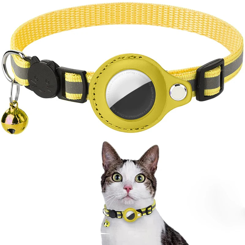 🇫🇷 Collier anti-perte pour chat – Compatible AirTag avec clochette et bande réfléchissante  🇬🇧 Anti-Lost Cat Collar – AirTag compatible with bell and reflective strap
