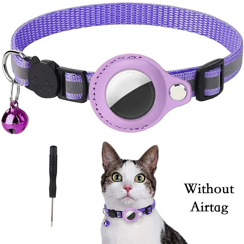 🇫🇷 Collier anti-perte pour chat – Compatible AirTag avec clochette et bande réfléchissante  🇬🇧 Anti-Lost Cat Collar – AirTag compatible with bell and reflective strap