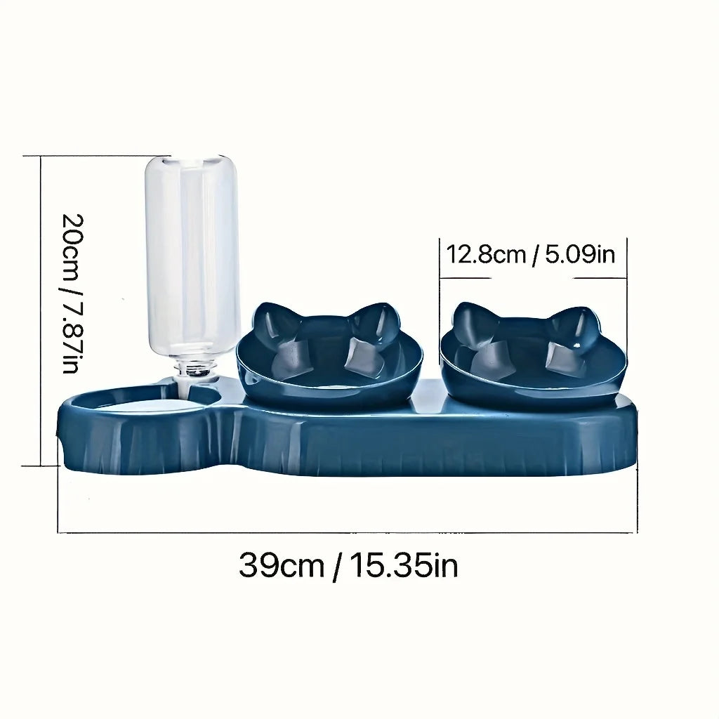 🇫🇷 Gamelles 3-en-1 pour animaux – Bols inclinés avec distributeur d’eau à gravité  🇬🇧 3-in-1 Pet Bowls – Tilted bowls with gravity water feeder