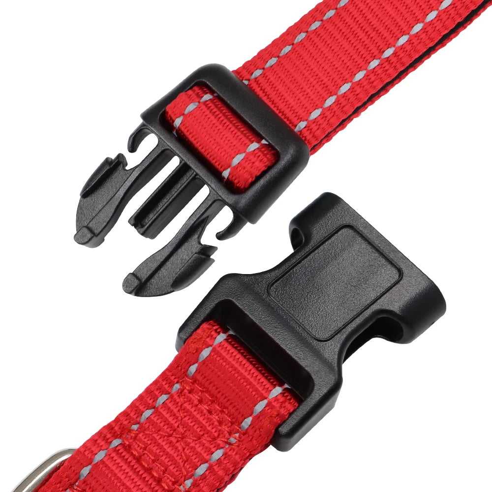 🇫🇷 Collier pour chien réfléchissant et personnalisé – Nylon gravé avec ID, rembourré et réglable pour petits, moyens et grands chiens  🇬🇧 Reflective Personalized Dog Collar – Engraved ID Nylon, Soft Padded & Adjustable for Small, Medium & Large Dogs