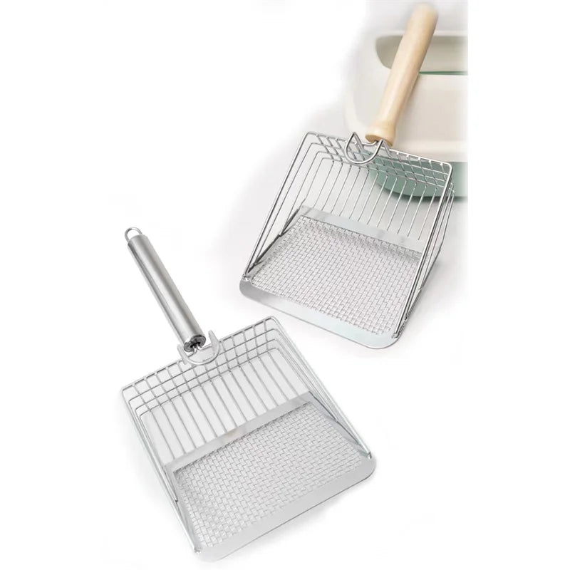 🇫🇷 Pelle à Litière Universelle en Acier Inoxydable avec Poignée – Tamis Fin & Pratique pour Nettoyage Facile | 🇬🇧 Universal Stainless Steel Cat Litter Scoop with Handle – Fine Mesh & Convenient Cleaning Tool