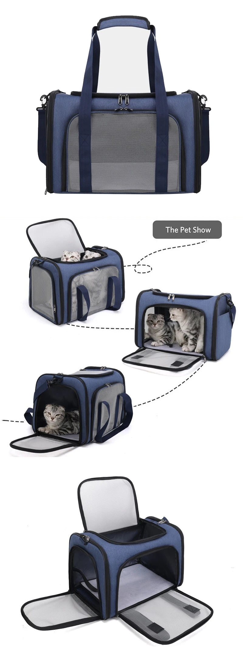🇫🇷 Sac de transport souple pliable pour chats et petits chiens – Confortable, résistant, idéal pour les déplacements 🇬🇧 Foldable Soft Pet Carrier for Cats & Small Dogs – Comfortable & Durable for Travel