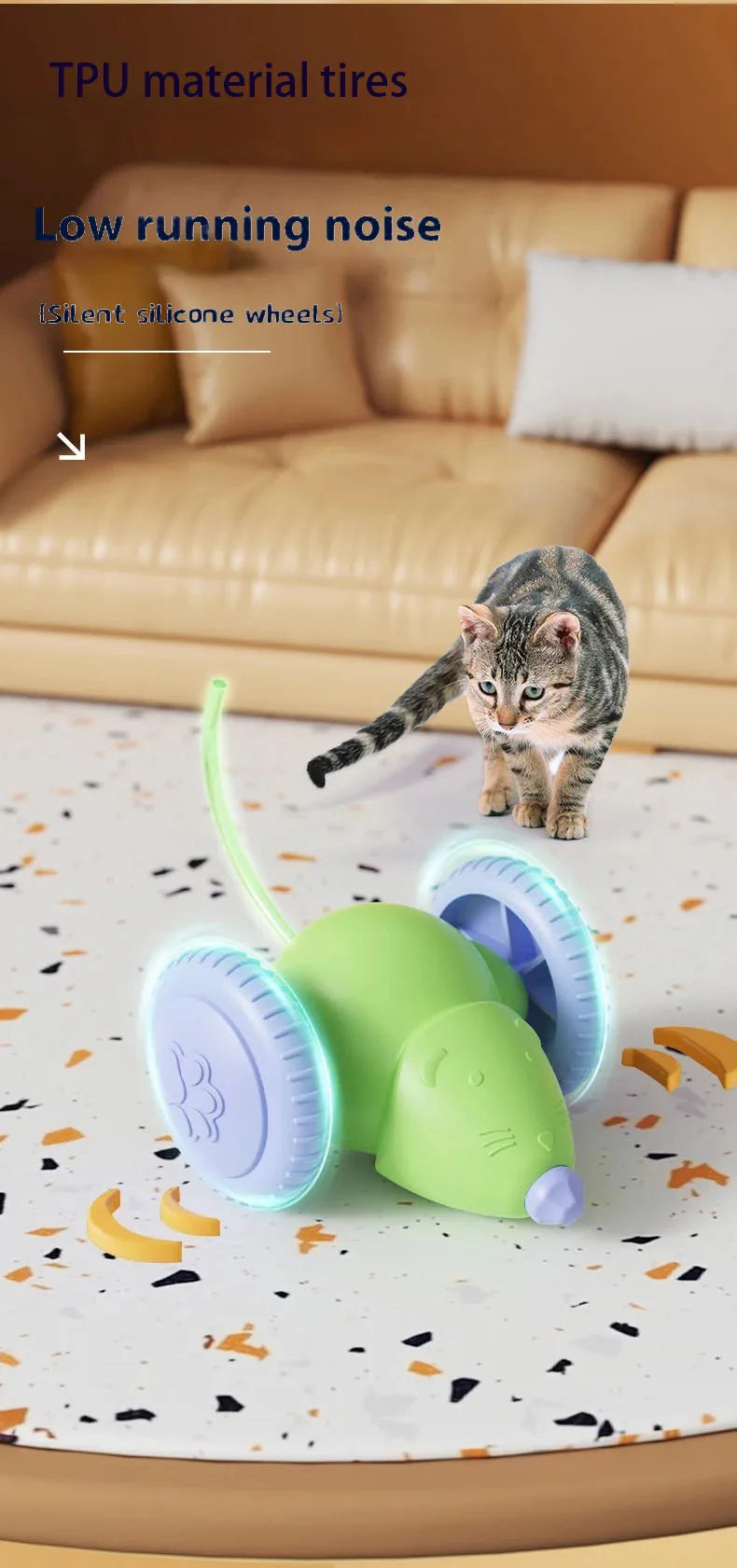 🇫🇷 Français : Jouet interactif pour chat – Souris électrique intelligente, silencieuse et anti-stress  🇬🇧 Anglais : Interactive Toy for Cats – Smart Silent Electric Mouse, Stress-Relief Play