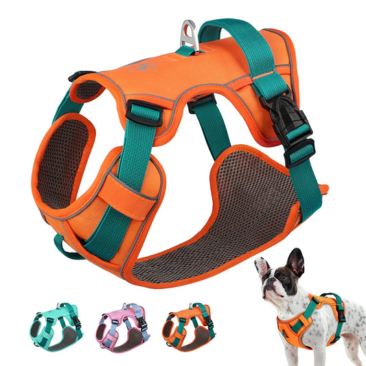 🇫🇷 Harnais pour chien en maille respirante – Nylon réfléchissant, harnais durable et réglable pour petits, moyens et grands chiens  🇬🇧 Mesh Breathable Dog Harness – Durable Reflective Nylon Training Vest, Adjustable for Small, Medium and Large Dogs