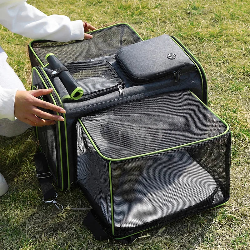 🇫🇷 Sac de transport extensible pour chats et petits chiens – Grande capacité, pliable, respirant, parfait en voiture ou à l’extérieur 🇬🇧 Foldable Expandable Pet Carrier – Large Capacity Cat & Dog Travel Bag, Breathable & Portable for Outdoor/Car Use