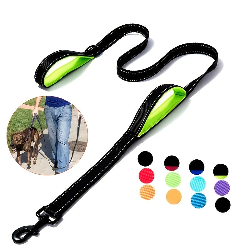 🇫🇷 Laisse pour chien double poignée – Laisse de dressage robuste pour promenade, voyage et contrôle renforcé  🇬🇧 Double Handle Dog Leash – Heavy-duty training lead for outdoor walks, travel & better control