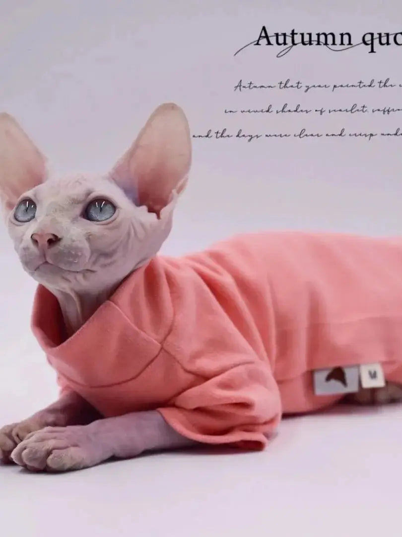 🇫🇷 Vêtement pour Chat Sphynx – Débardeur Rose Uni Toutes Saisons, Col Roulé Confortable en Coton pour Chats Nus & Devon Rex | 🇬🇧 Sphynx Cat Clothes – All-Season Pure Pink Cotton Turtleneck Vest for Hairless Cats & Devon Rex