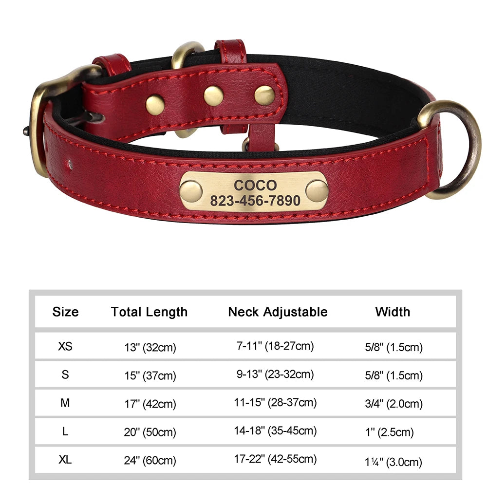 🇫🇷 Collier pour chien en cuir PU personnalisé – Gravure gratuite du nom et de l’ID, pour chiens petits, moyens et grands  🇬🇧 Personalized PU Leather Dog Collar – Free name & ID engraving for small, medium & large dogs