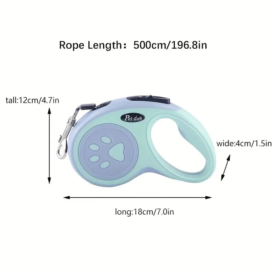 🇫🇷 Français : Laisse rétractable automatique pour chien – Motifs pattes et os  🇬🇧 English : Automatic Retractable Dog Leash – Bone & Paw Print Design