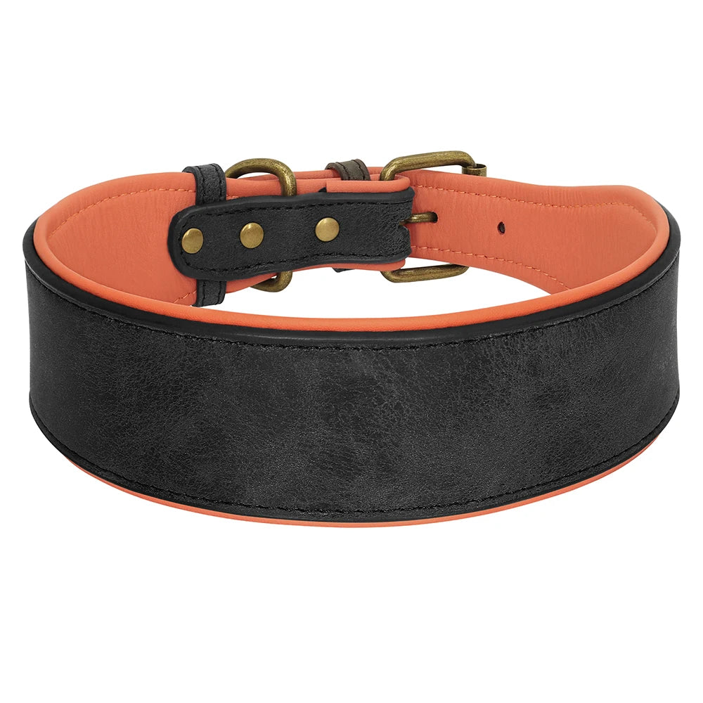 🇫🇷 Collier en cuir personnalisé pour chien – Large, rembourré, gravure du nom gratuite, idéal pour chiens moyens et grands  🇬🇧 Personalized Leather Dog Collar – Wide, padded, free name engraving, ideal for medium & large dogs