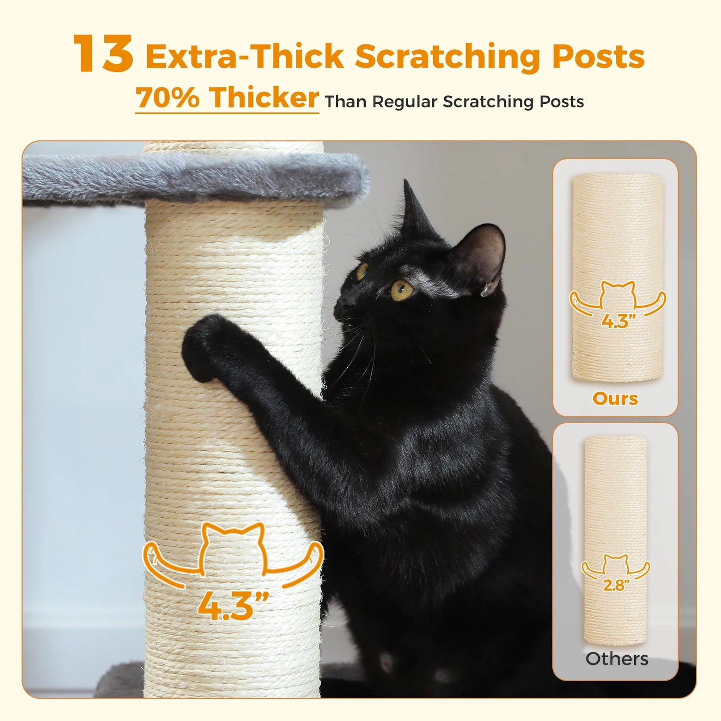 🇫🇷 Français : Grand arbre à chat pour grands chats – Tour robuste avec plusieurs niveaux, maison, hamac et 11 poteaux en sisal  🇬🇧 English : Big Cat Tree for Large Cats – Sturdy Tower with Multiple Levels, House, Hammock & 11 Sisal Posts
