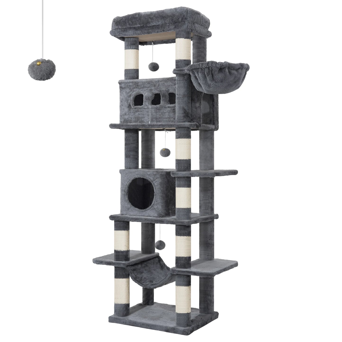 🇫🇷 Hzuaneri – Arbre à chat 170 cm : tour multi-niveaux avec griffoirs, grande plateforme & tapis lavable. 🇬🇧 Hzuaneri – 170 cm Cat Tree: multi-level scratching post with big perch & washable mat.