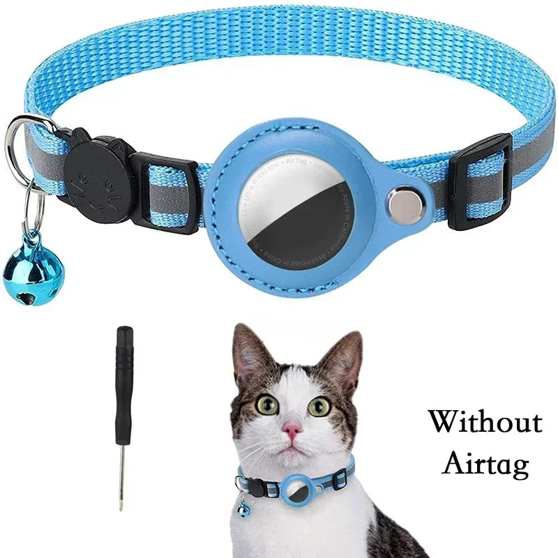 🇫🇷 Collier anti-perte pour chat – Compatible AirTag avec clochette et bande réfléchissante  🇬🇧 Anti-Lost Cat Collar – AirTag compatible with bell and reflective strap