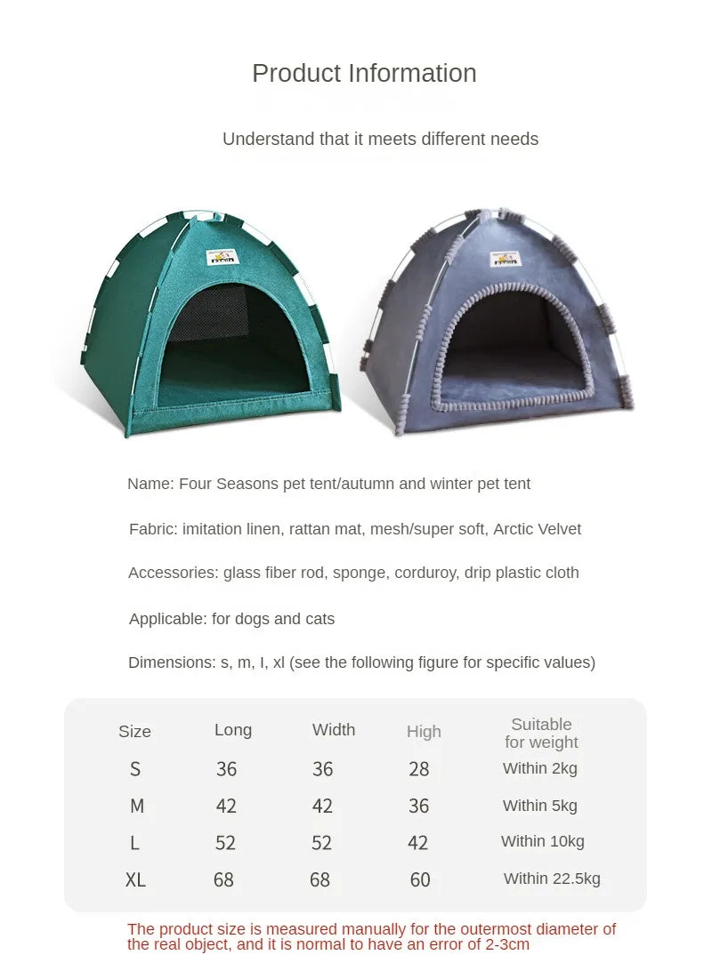 🇫🇷 Maison pliable pour chat – Tente portable toutes saisons avec tapis rafraîchissant, respirante et adaptée intérieur/extérieur 🇬🇧 Foldable Cat House – All-Season Pet Tent with Cooling Mat, Portable, Breathable, for Indoor & Outdoor Use
