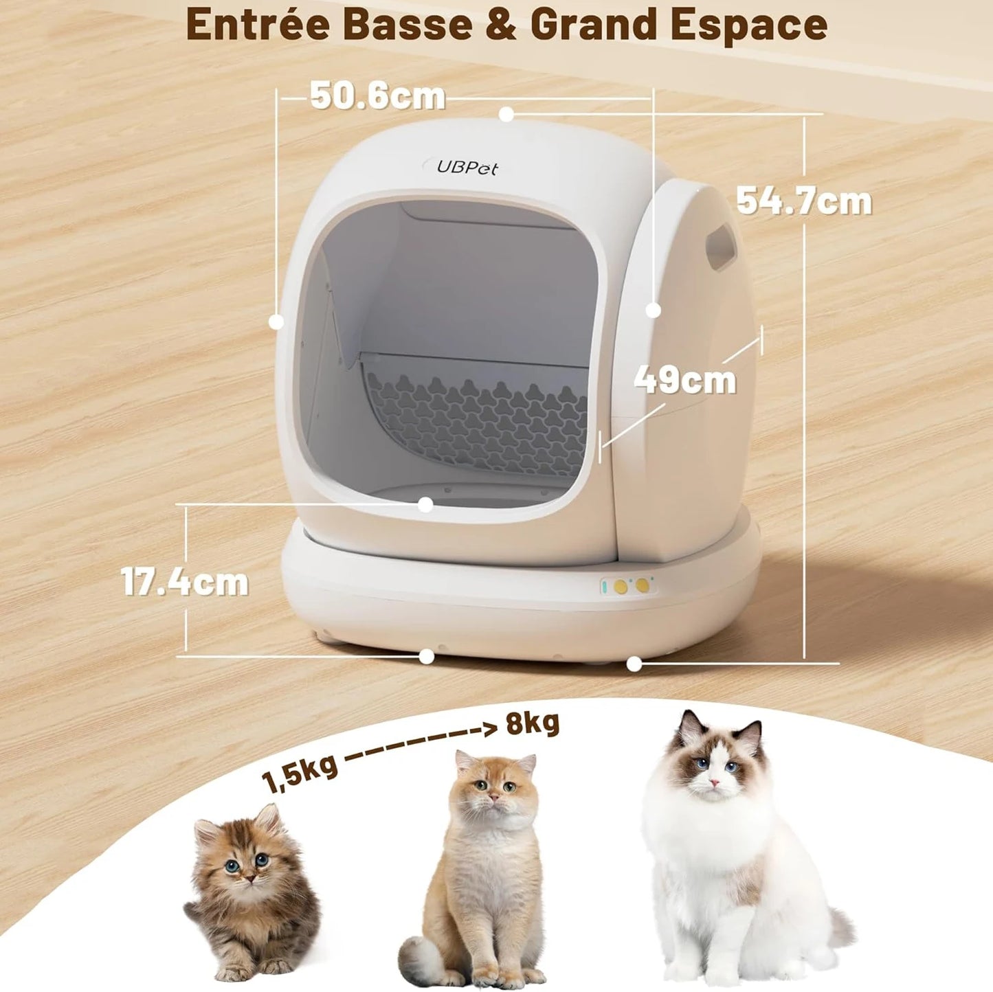 🇫🇷 Français : UBPet C20 – Litière automatique pour chat 75L, grande capacité, système anti‑pincement  🇬🇧 English : UBPet C20 – 75L Automatic Cat Litter Box, Extra Large Capacity, Anti-Pinch System