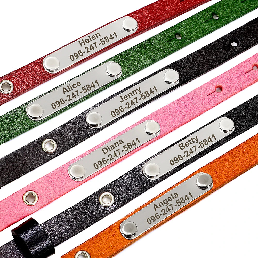 🇫🇷 Collier pour chat en cuir réglable – Personnalisé avec nom gravé, anti-perte, pour chatons et petits chiens  🇬🇧 Personalized Leather Cat Collar – Adjustable, engraved name, anti-lost, for kittens & small dogs