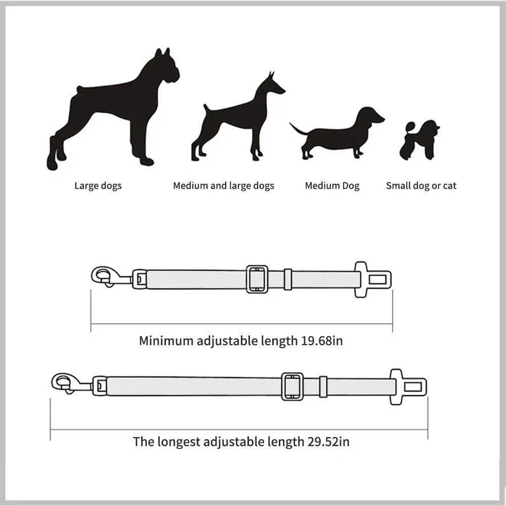 🇫🇷 Ceinture de sécurité réglable pour chien et chat – Harnais auto avec clip universel pour voiture, maintien sûr et confortable. 🇬🇧 Adjustable dog & cat car seat belt – Universal clip harness for safe & comfy travel.