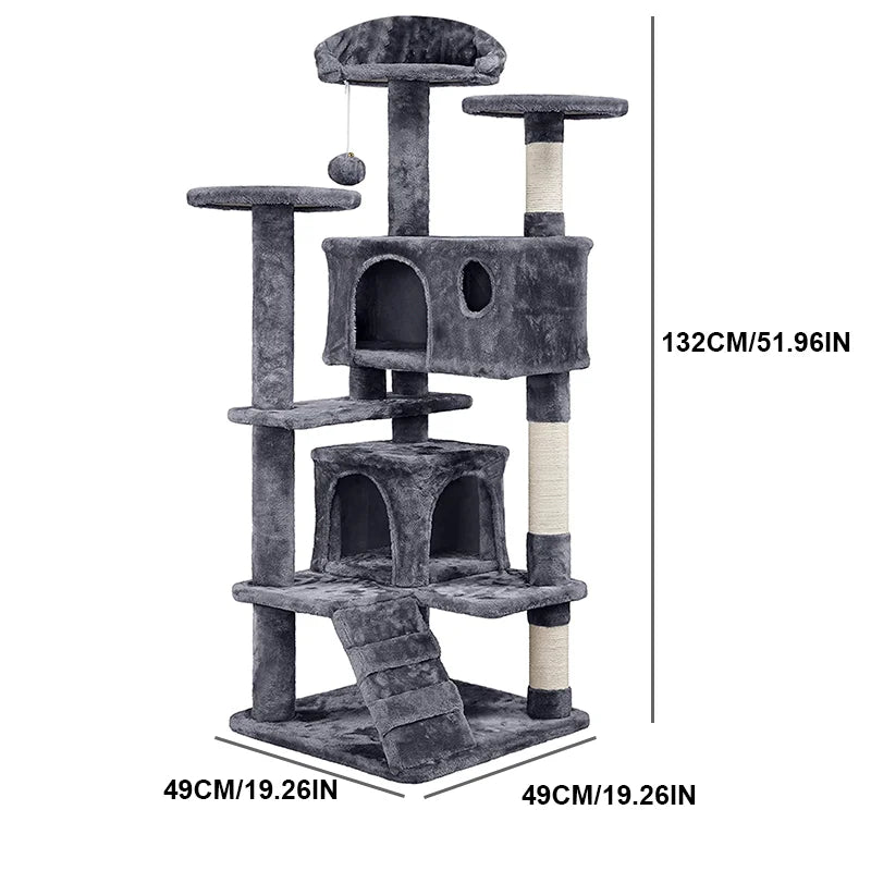 🇫🇷 Tour à Chat Multi-Niveaux avec Griffoirs, Niches et Jouets pour Chatons 🇬🇧 Multi-Level Cat Tree Tower with Scratch Posts, Condos & Kitten Toys