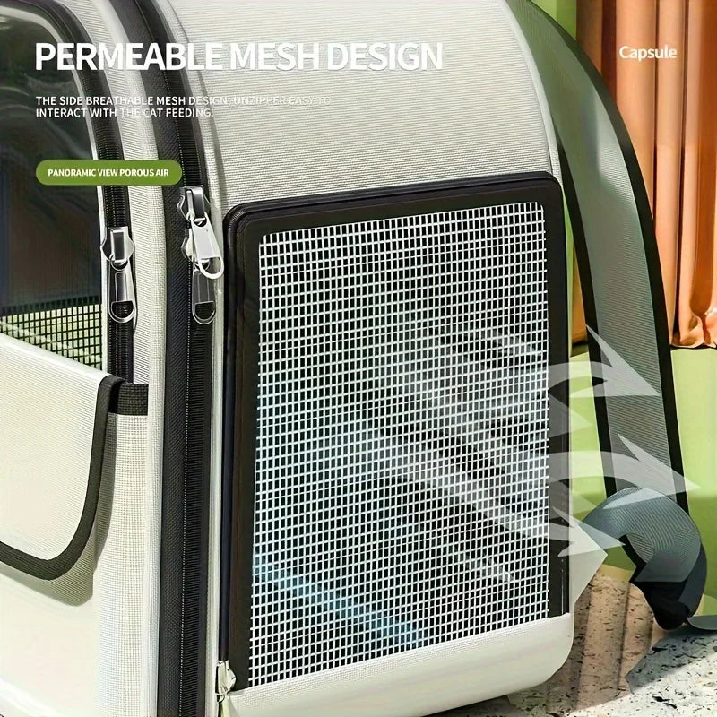 🇫🇷 Sac à dos transparent pour animaux – Capsule rigide respirante pour chats et petits chiens, idéal pour les sorties et voyages 🇬🇧 Transparent Pet Backpack – Breathable Capsule Carrier for Cats & Small Dogs, Perfect for Outdoor Travel