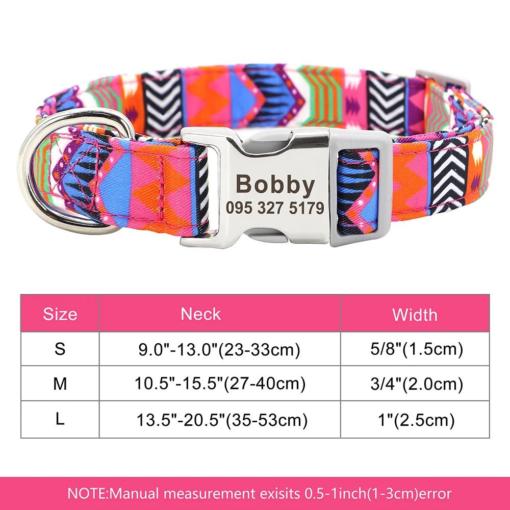 🇫🇷 Collier réglable en nylon pour chien – Personnalisé avec gravure sur la boucle, anti-perte, pour petits, moyens et grands chiens  🇬🇧 Adjustable Nylon Dog Collar – Personalized with engraved buckle, anti-lost, for small, medium & large dogs