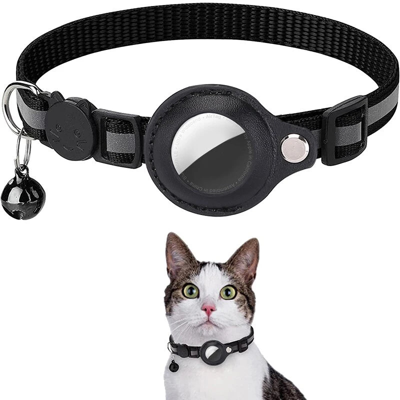 🇫🇷 Collier anti-perte pour chat – Compatible AirTag avec clochette et bande réfléchissante  🇬🇧 Anti-Lost Cat Collar – AirTag compatible with bell and reflective strap