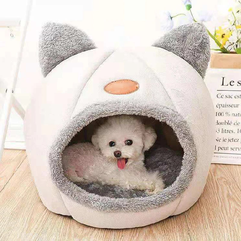 🇫🇷 Nid douillet pour chats & petits chiens – Tente cocon chaude pour l’hiver, panier moelleux pour un sommeil profond | 🇬🇧 Winter Deep Sleep Pet Cave – Cozy Tent Bed for Cats & Small Dogs, Soft Indoor Basket Nest