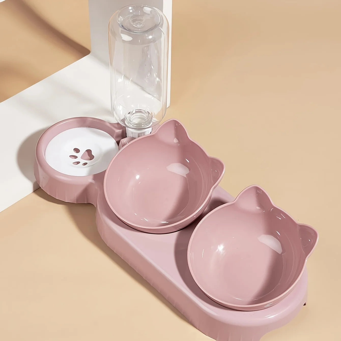🇫🇷 Gamelles 3-en-1 pour animaux – Bols inclinés avec distributeur d’eau à gravité  🇬🇧 3-in-1 Pet Bowls – Tilted bowls with gravity water feeder