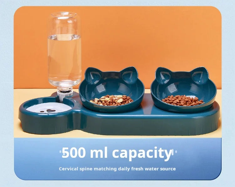 🇫🇷 Gamelles 3-en-1 pour animaux – Bols inclinés avec distributeur d’eau à gravité  🇬🇧 3-in-1 Pet Bowls – Tilted bowls with gravity water feeder