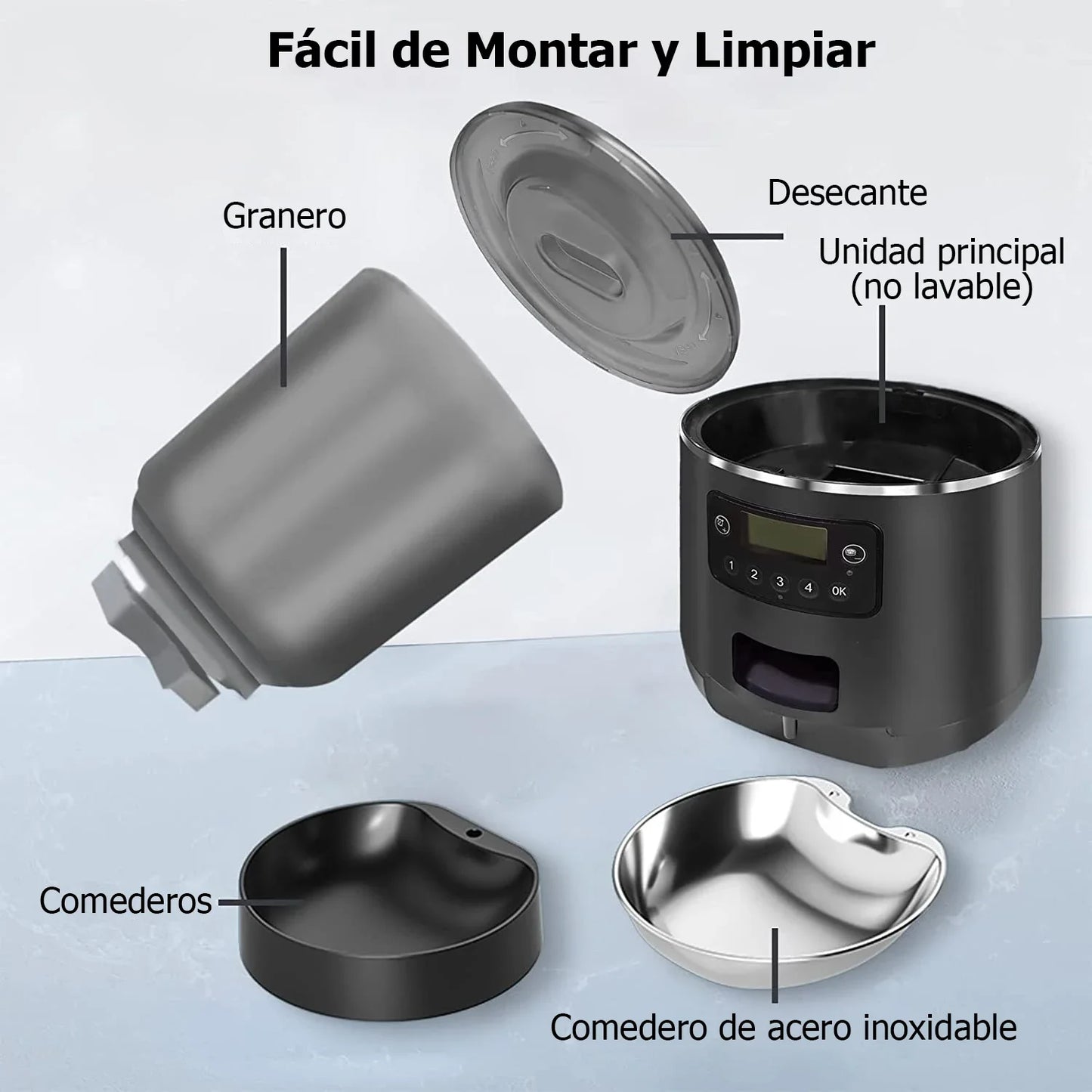 🇫🇷 Distributeur automatique pour animaux 4L – Nourrisseur intelligent avec minuterie, anti-bourrage pour chats et chiens  🇬🇧 4L Automatic Pet Feeder – Smart food dispenser with timer, bug & jam resistant for cats and dogs