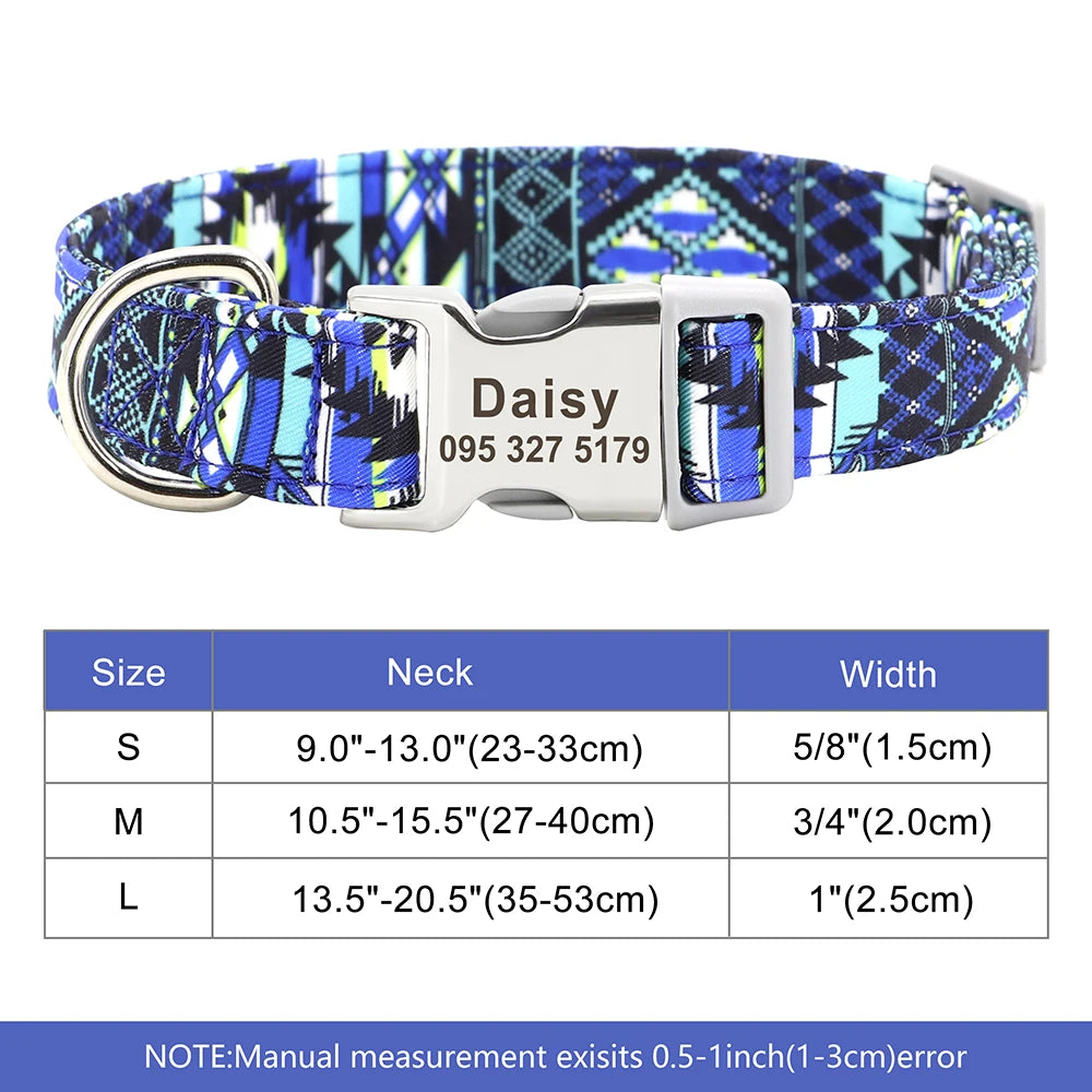 🇫🇷 Collier réglable en nylon pour chien – Personnalisé avec gravure sur la boucle, anti-perte, pour petits, moyens et grands chiens  🇬🇧 Adjustable Nylon Dog Collar – Personalized with engraved buckle, anti-lost, for small, medium & large dogs